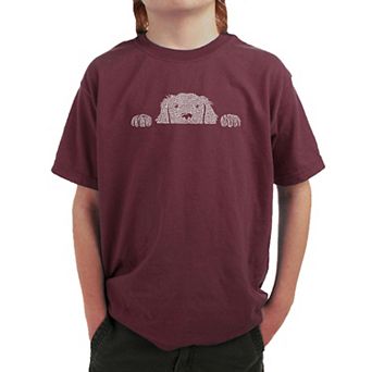 Peeking Dog - Boy's Word Art T-shirt