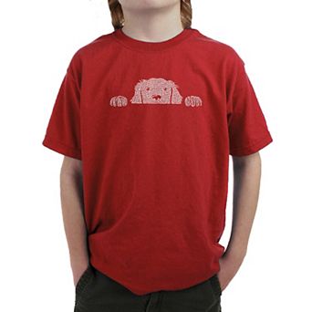 Peeking Dog - Boy's Word Art T-shirt