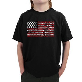 Fireworks American Flag - Boy's Word Art T-shirt