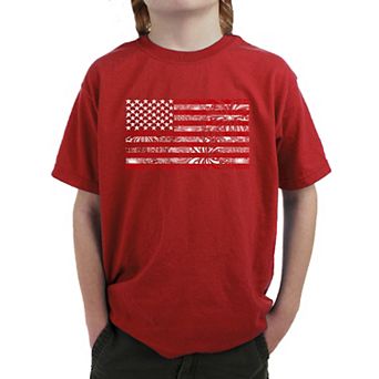 Fireworks American Flag - Boy's Word Art T-shirt