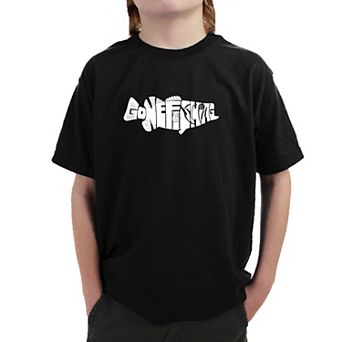 Bass - Gone Fishing - Boy's Word Art T-shirt