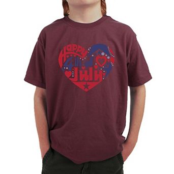 July 4th Heart - Boy's Word Art T-shirt