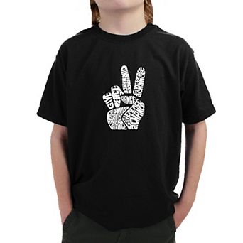 PEACE FINGERS - Boy's Word Art T-shirt