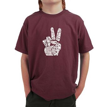 PEACE FINGERS - Boy's Word Art T-shirt