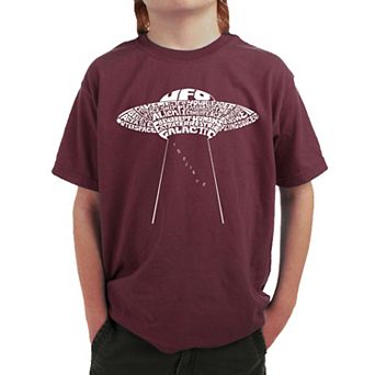 Flying Saucer UFO - Boy's Word Art T-shirt