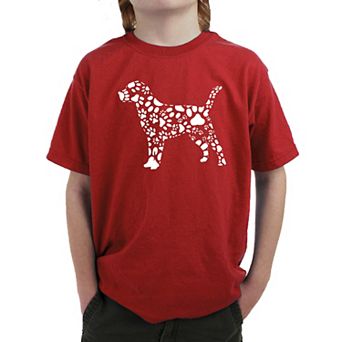 Dog Paw Prints - Boy's Word Art T-shirt