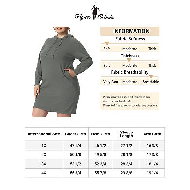 Women's Plus Size Fashion Rib Knit Long Sleeve Pullover Hooded Bodycon Dress