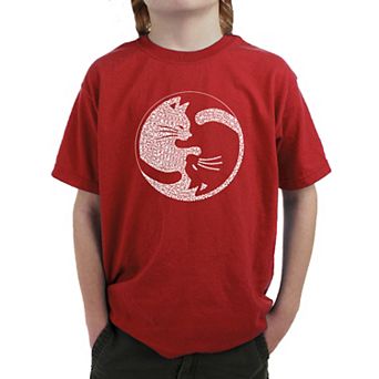 Yin Yang Cat - Boy's Word Art T-shirt
