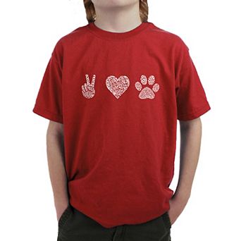 Peace Love Dogs - Boy's Word Art T-shirt