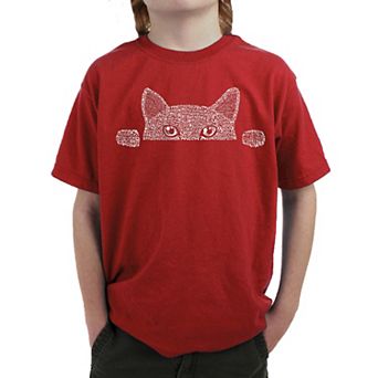 Peeking Cat - Boy's Word Art T-shirt