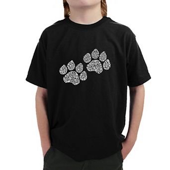Woof Paw Prints - Boy's Word Art T-shirt