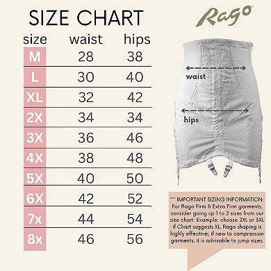 Rago 1294 Open Bottom Girdle Extra Firm Shaping Zipper + Hook Closure