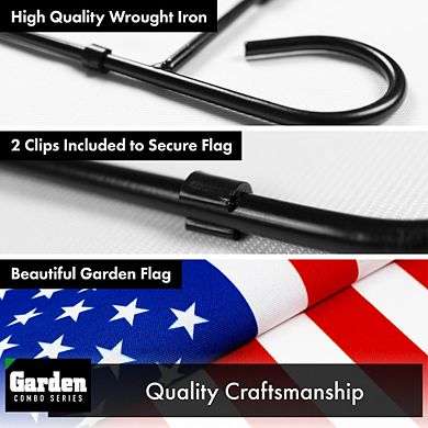 G128 Combo Set: Garden Flag Stand 1PK AND American Printed 12"x18" 1PK