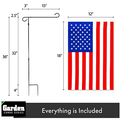 G128 Combo Set: Garden Flag Stand 1PK AND American Printed 12"x18" 1PK