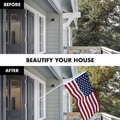 G128 Combo Set: 6ft Flag Pole White + Bracket AND American 100D 3x5 Ft Printed Polyester Flag