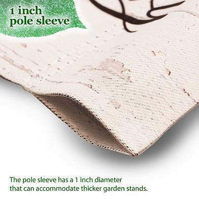 G128 Combo Set: Garden Flag Stand 1PK AND Merry Christmas Santa Gnome with Present 12"x18" Blockout 1PK