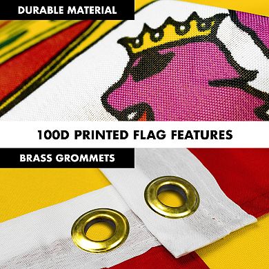 G128 Combo Set: 6ft Flag Pole White + Bracket AND Spain 100D 3x5 Ft Printed Polyester Flag