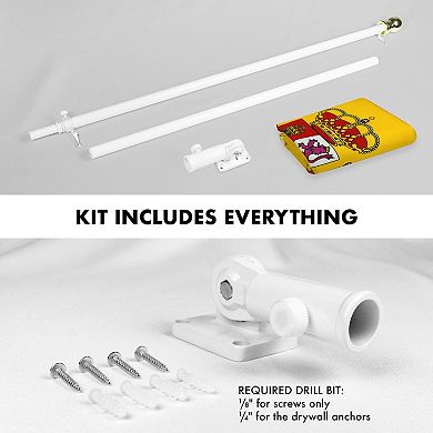 G128 Combo Set: 6ft Flag Pole White + Bracket AND Spain 100D 3x5 Ft Printed Polyester Flag