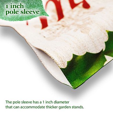 G128 Combo Set: Garden Flag Stand 1PK AND Merry Christmas Pinecone Bouquet 12"x18" 1PK