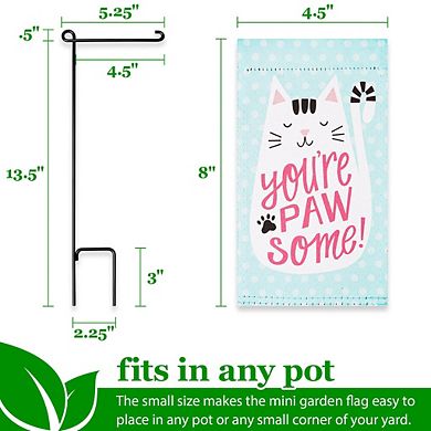 G128 Mini Garden Flag You're Pawsome Happy Cat 4"x8" Blockout