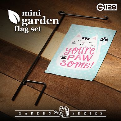 G128 Mini Garden Flag You're Pawsome Happy Cat 4"x8" Blockout