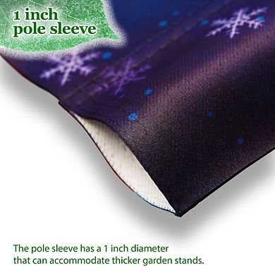 G128 Combo Set: Garden Flag Stand 1PK AND Snowman with Festive Evergreen Top Hat 12"x18" 1PK