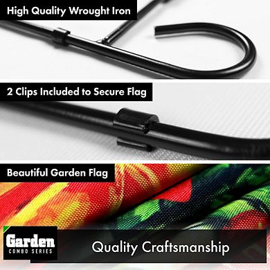 G128 Combo Set: Garden Flag Stand 1PK AND Autumn Greetings Large Maple Leaf 12"x18" 1PK