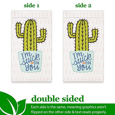 G128 Mini Garden Flag I'm Stuck on You Cactus 4"x8" Blockout
