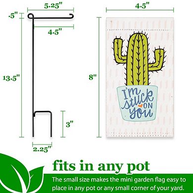 G128 Mini Garden Flag I'm Stuck on You Cactus 4"x8" Blockout