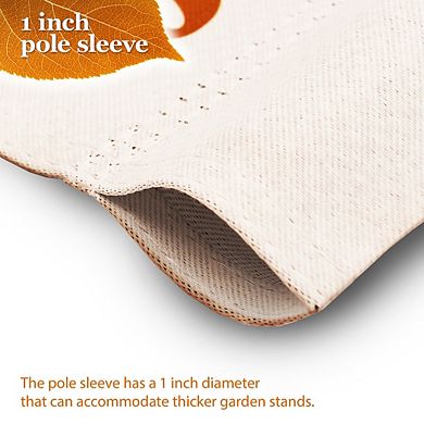 G128 Combo Set: Garden Flag Stand 1PK AND Welcome Gnome with Coffee at Harvest 12"x18" Blockout 1PK