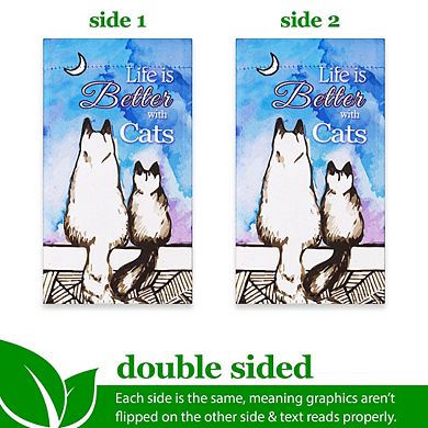 G128 Mini Garden Flag Life is Better with Cats 4"x8" Blockout