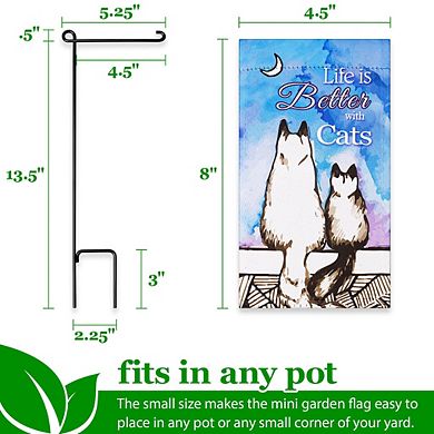 G128 Mini Garden Flag Life is Better with Cats 4"x8" Blockout
