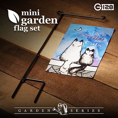 G128 Mini Garden Flag Life is Better with Cats 4"x8" Blockout