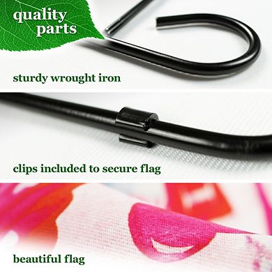 G128 Combo Set: Garden Flag Stand 1PK AND Home Vday Gnome Holding Love Sign 12"x18" Blockout 1PK