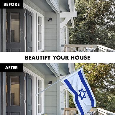 G128 Combo Set: 6ft Flag Pole Silver + Bracket AND Israel 100D 3x5 Ft Printed Polyester Flag