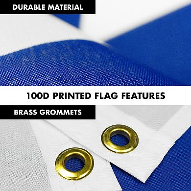 G128 Combo Set: 6ft Flag Pole Silver + Bracket AND Israel 100D 3x5 Ft Printed Polyester Flag