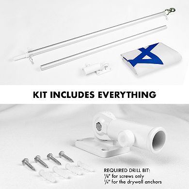 G128 Combo Set: 6ft Flag Pole Silver + Bracket AND Israel 100D 3x5 Ft Printed Polyester Flag