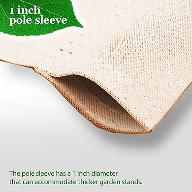 G128 Combo Set: Garden Flag Stand 1PK AND Welcome Gnome with Flowers 12"x18" Blockout 1PK