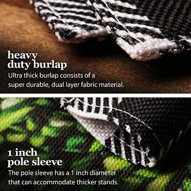 G128 Combo Set: Garden Flag Stand 1PK AND Welcome Wreath 12"x18" Burlap 1PK