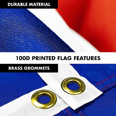 G128 Combo Set: 6ft Flag Pole Black + Bracket AND France 100D 3x5 Ft Printed Polyester Flag