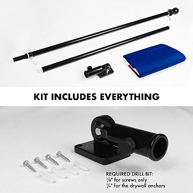 G128 Combo Set: 6ft Flag Pole Black + Bracket AND France 100D 3x5 Ft Printed Polyester Flag