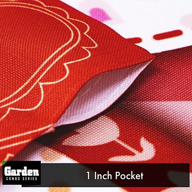G128 Combo Set: Garden Flag Stand 1PK AND Patchwork Hearts 12"x18" 1PK