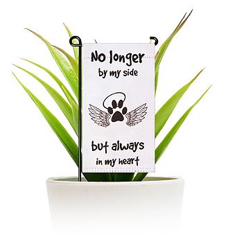 Mini Garden Flag No Longer by My Side but Always in My Heart Angelic Pawprint Pet Memorial 4"x8"