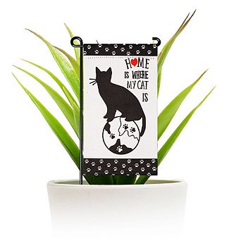 G128 Mini Garden Flag Home is Where My Cat Is 4"x8" Blockout