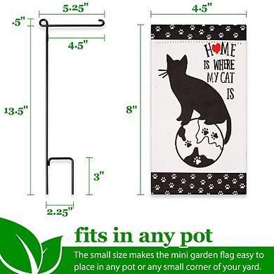 G128 Mini Garden Flag Home is Where My Cat Is 4"x8" Blockout