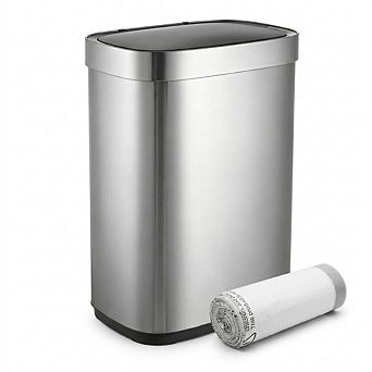 13 Gallon Touchless Motion Sensor Stainless Steel Kitchen Trash Can, Includes 45 Trash Bags