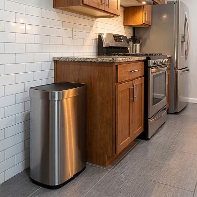 13 Gallon Touchless Motion Sensor Stainless Steel Kitchen Trash Can, Includes 45 Trash Bags