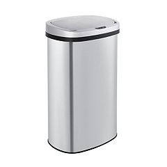 Home Zone Living 15.8 Gallon Slim Dual Compartment Kitchen Trash Can, Stainless Steel, Step Pedal, 60 Liter, Silver