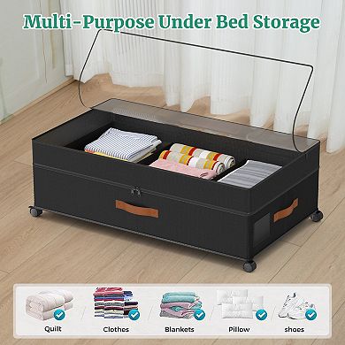 Under Bed Storage with Wheels, Adjustable Storage for Underbed with Lids(2 Pack)