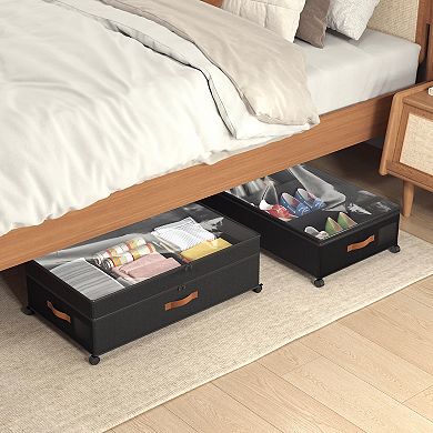 Under Bed Storage with Wheels, Adjustable Storage for Underbed with Lids(2 Pack)